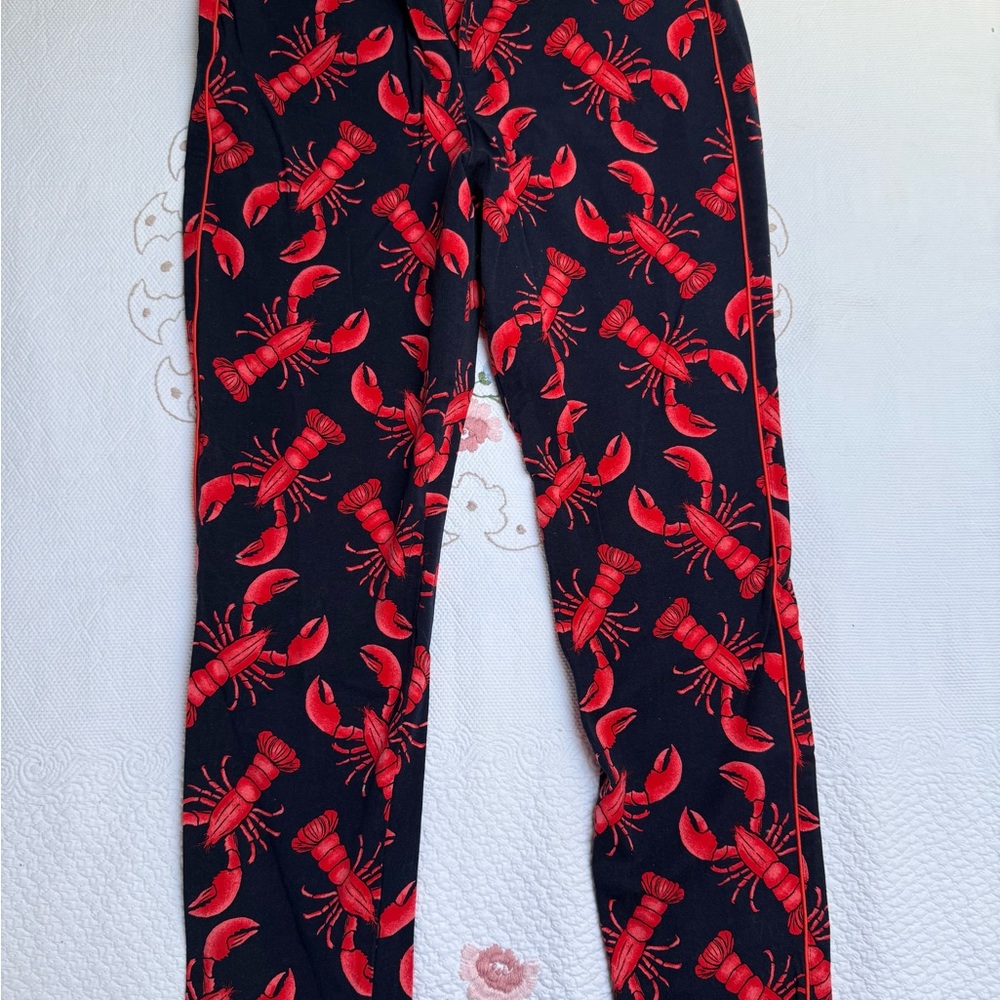 Black Leggings with Red Lobster Print
